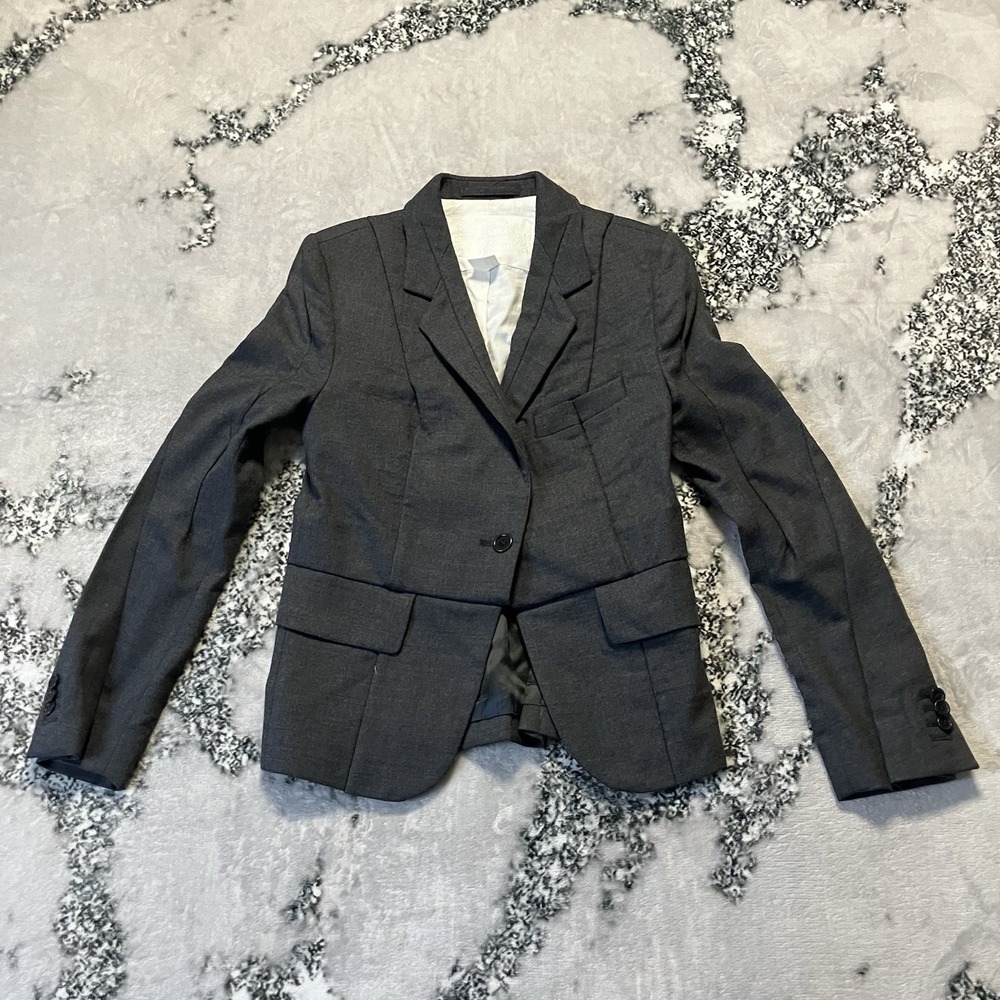 HM X Maison Martin Margiela Blazer Womens Sz 4 Deconstructed‎ Charcoal Grey Wool